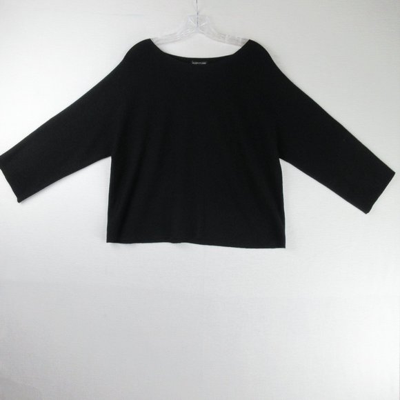 Eileen Fisher Merino Wool Long Sleeve Sweater Size M Black R17JN - Picture 1 of 10